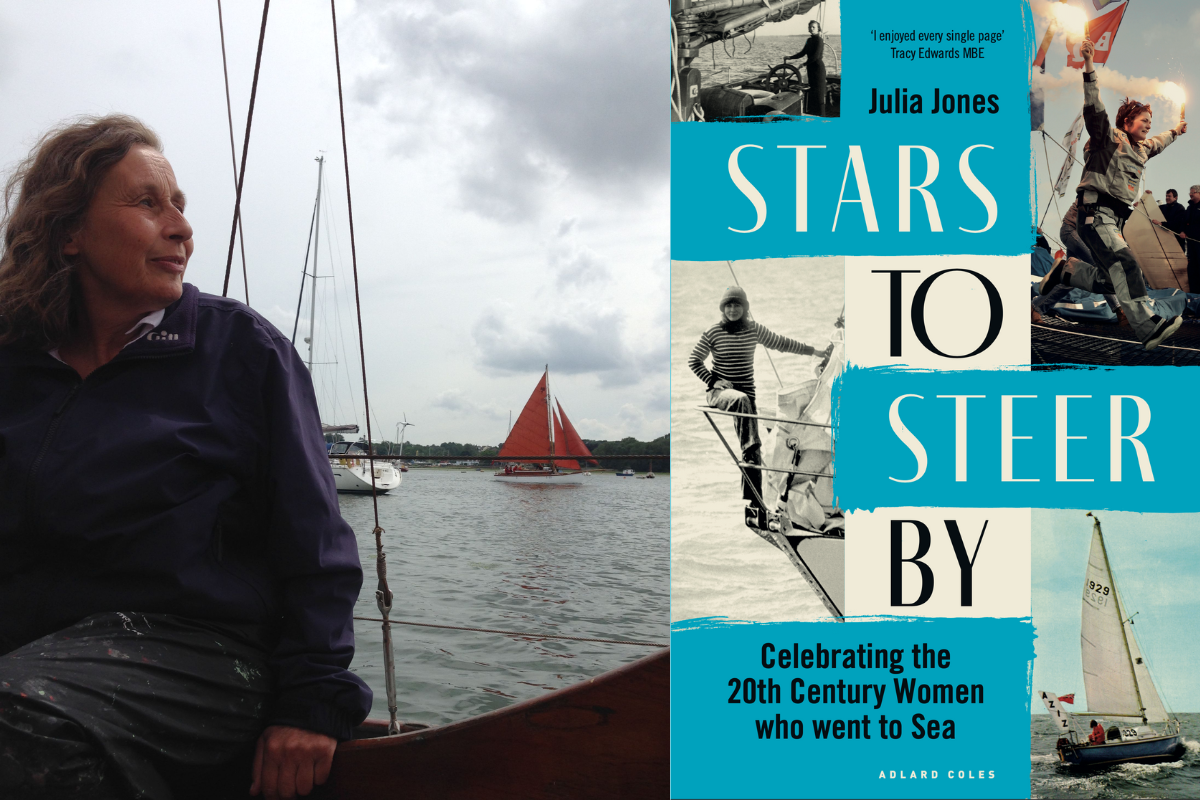 Photo of Julia Jones alongside book cover image of Stars to Steer By