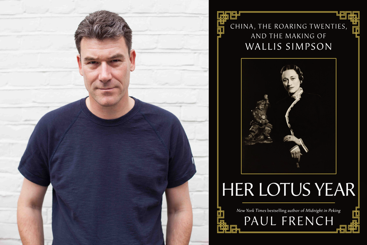 Photo of Paul French alongside book cover image of Her Lotus Year